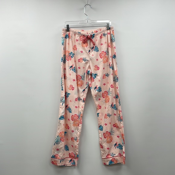 Margaritaville Dreams Hibiscus Floral Boyfriend Bootcut PJ Pants Tropical Pink - Picture 2 of 8